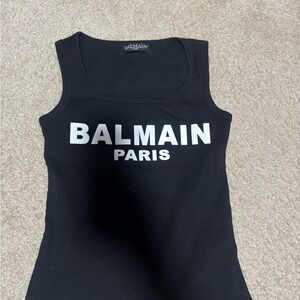 Balmain Black and White Logo Tank Top